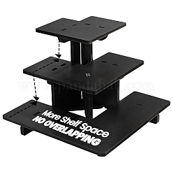 PVC製 3段ギフトデスクトップオーガナイザーシェルフ  ブラック  330x330x240mm&nbsp;AJEW-WH0609-952A-02