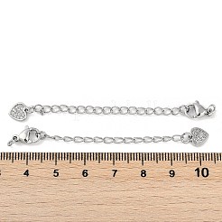 Brass Micro Pave Cubic Zirconia Ends with Chains&nbsp;KK-U043-03P