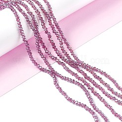 電気メッキガラスビーズセット  ABカラーメッキ  ファセットロンデル  ロージーブラウン  2.9~3.3x2mm  穴：0.5mm  約135~140個/連  32~34cm&nbsp;EGLA-R048-2mm-11