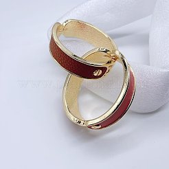 女性用合金と合成皮革のヒンジ付きバングル  シエナ  内径：2-3/8インチ（6cm）&nbsp;FS-WGE9289-02