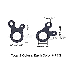 屋外テントキャノピーネイル防風ロープバックル  カタツムリタイプ滑り止めバックル  スリーアイステンレススチールクイックアジャストプレート  電気泳動ブラック＆ステンレススチールカラー  48x37x2.5mm  穴：5mm＆8mm＆18mm  2色  6個/カラー  12個/箱&nbsp;STAS-UN0013-61
