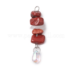 7Pcs Natural Quartz Crystal & Amethyst & Red Aventurine & Red Jasper & Red Agate & Green Aventurine & Lapis Lazuli & Synthetic Turquoise Chip Beaded Pendants&nbsp;PALLOY-JF03199