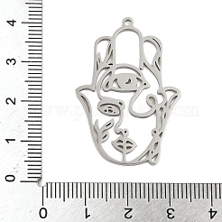 304ステンレスペンダント  ハムサの手と女性の模様  ステンレス鋼色  37x25.5x1.5mm  穴：1.5mm&nbsp;STAS-G355-01P