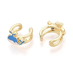 Whale Brass Enamel Cuff Earrings&nbsp;EJEW-T049-05G