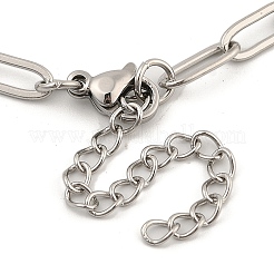 女性用304ステンレススチールペーパークリップチェーンブレスレット  ステンレス鋼色  9-7/8インチ（25.2cm）&nbsp;BJEW-C046-02P-01