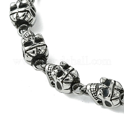Halloween 304 Stainless Steel Skull Link Chain Bracelets for Women Men&nbsp;BJEW-C063-03AS
