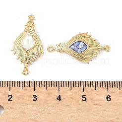 真鍮パヴェシェルフェザーコネクターチャーム  エナメル  18KGP本金メッキ  ラックめっき  長持ちメッキ  カドミウムフリー＆鉛フリー  ミックスカラー  26.5x14x2.5mm  穴：1.2mm&nbsp;KK-I357-03G
