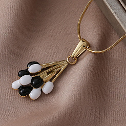 316 Surgical Stainless Steel Enamel White and Black Balloon Pendant Necklaces for Women&nbsp;GY8430