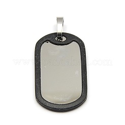 304 ステンレススチールプラスチック長方形スタンプブランクタグペンダント  ステンレス鋼色  52x32x4mm  穴：12x9mm&nbsp;STAS-L122-14P