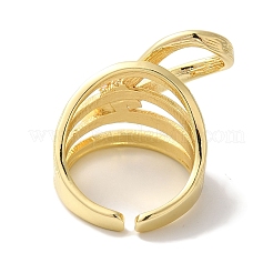 Bowknot Brass Micro Pave Clear Cubic Zirconia Wide Open Cuff Rings for Women&nbsp;LS-RJEW-C098-29G