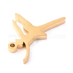 304ステンレススチールチャーム  レーザー切断  バレエダンサー  ゴールドカラー  12x10x1mm  穴：0.7mm&nbsp;STAS-O142-26G