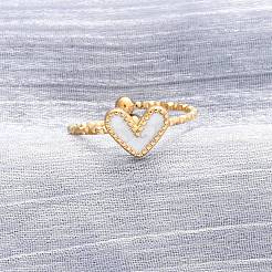 Heart 304 Stainless Steel Enamel Cuff Rings&nbsp;RJEW-D306-32G-01