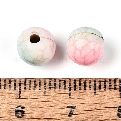 クラックオペークアクリルビーズ  模造ターコイズ  ラウンド  ツートン  ターコイズ  8mm  穴：1.8~2mm&nbsp;OACR-N152-01