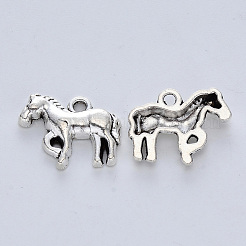 合金のチベット風チャーム  カドミウムフリー＆鉛フリー  馬  アンティークシルバー  14x17.5x3mm  穴：1.8mm  約409個/500g&nbsp;TIBE-R316-068AS-RS