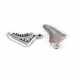 合金のチベット風チャーム  鉛フリー＆カドミウムフリー  靴チャーム  アンティークシルバー  12x16x1.5mm  穴：1.5mm  約730 CS / 500 G&nbsp;TIBE-N010-68AS-RS