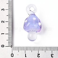 手作りランプワークペンダント  イタリアから輸入  きのこチャーム  ライラック  28.5~30x12~14x12~14mm  穴：2~4.5x2.5~3.5mm&nbsp;LAMP-T021-23F