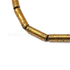 電気メッキされた天然溶岩岩ビーズ連売り  コラム  黄金メッキ  13x4mm  穴：1mm  約31個/連  15.35''~15.75''（39センチメートル）&nbsp;G-K388-03B-01