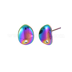 Rainbow Color 304 Stainless Steel Stud Earring Findings&nbsp;STAS-N098-020