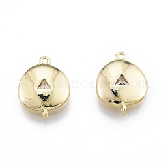 Brass Pave Clear Glass Connector Charms&nbsp;KK-C006-08G
