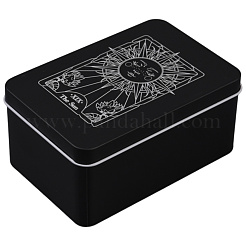 鉄製タロットカードコレクションボックス  タロットカード収納デッキケース  長方形  ブラック  太陽  12.7x8.5x6cm&nbsp;CON-WH20021-002A