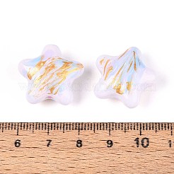 不透明なアクリルビーズ  手描きのビーズ  スター  ゴールドライン入り  ラベンダー  20x22x10mm  穴：3mm&nbsp;OACR-T028-84A
