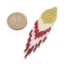 シードビーズ ビーズチャーム  菱形ペンダント  レッド  85x20x2.2mm  穴：2mm&nbsp;PALLOY-MZ00221