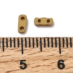 2穴ベーキングペイントガラスシードビーズ  長方形  淡い茶色  5x2x1.5mm  穴：0.7mm&nbsp;SEED-S023-17A-05