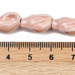 オーシャンシリーズ 手作り磁器ビーズ  巻き貝  ピンク  15~16x9~10x6~7.5mm  穴：2mm  約25個/連  14.17''（36センチメートル）&nbsp;PORC-R002-04A-04