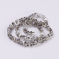 電気メッキガラスビーズセット  パール光沢メッキ  多面カット  三角形  濃いグレー  4.5x5x6mm  穴：1mm  約100個/連  13.7インチ（35cm）&nbsp;EGLA-J146-6mm-PL01