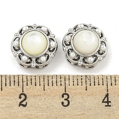 Brass & ABS Imitation Pearl & Shell Flower Multi-Strand Links&nbsp;KK-Q820-35P