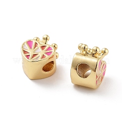 Heart with Crown Rack Plating Brass Enamel Beads&nbsp;KK-G512-05G