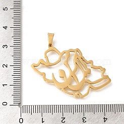 304ステンレスペンダント  レーザー切断  イラン地図チャーム  18KGP本金メッキ  30x39x1.5mm  穴：6x3mm&nbsp;STAS-S144-06E