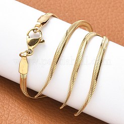 イオンプレーティング（IP）304ステンレススチールスネークチェーンネックレス  カニカン付き  18KGP本金メッキ  17.7インチ（45cm）  2.2x1mm&nbsp;X-NJEW-O058-25G