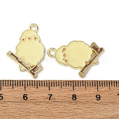 合金エナメルチャーム  鳥のチャーム  ゴールドカラー  ライトゴールデンロッドイエロー  23.5x16.5x1.5mm  穴：1.8mm&nbsp;ENAM-C030-01D-G
