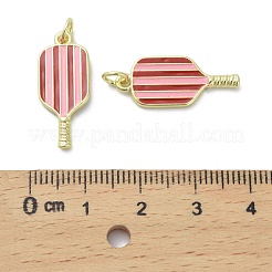 真鍮製エナメルペンダント  丸カン付き  18KGP本金メッキ  ラケット  23x9.5x2mm  穴：3.2mm&nbsp;KK-D384-01G-04