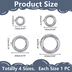 4Pcs 4 Styles 304 Stainless Steel Spring Gate Rings&nbsp;STAS-HY0002-16