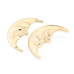 真鍮製コネクタチャーム  カドミウムフリー＆ニッケルフリー＆鉛フリー  三日月フェイスのリンク  18KGP本金メッキ  46.5x27x2mm  穴：1.2mm&nbsp;KK-M261-28G