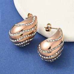 304 Stainless Steel Teardrop Stud Earrings&nbsp;EJEW-B108-07RG
