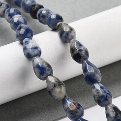 天然ブルースポットジャスパービーズ連売り  多面カットティアドロップ  10x7mm  穴：1.2mm  約20個/連  7.87''（20センチメートル）&nbsp;G-P520-B21-01
