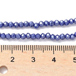 電気メッキ透明ガラスビーズ連売り  ラウンド  ファセット(32ファセット)  ダークブルー  3x2.5mm  穴：0.8mm  約172個/連  16.14インチ（41cm）&nbsp;GLAA-XCP0001-61-3mm