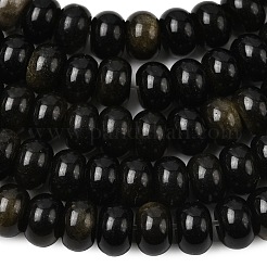 Natural Golden Sheen Obsidian Beads Strands&nbsp;G-A280-A15-02