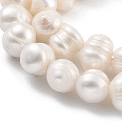 天然養殖淡水パールビーズ連売り  ポテト  アンティークホワイト  9~10mm  穴：0.6mm  約19~20個/連  6.10~6.50（15.5~16.5センチメートル）&nbsp;PEAR-C003-14A
