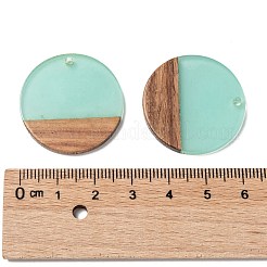 レジン＆ウッドパーツ  フラットラウンド  淡いターコイズ  28.5x3.5~4mm  穴：1.5mm&nbsp;X-RESI-S358-02B-03