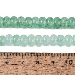 模造翡翠クラックルガラスビーズ連売り  ロンデル  ミディアムアクアマリン  8x5mm  穴：1~1.6mm  約70~79個/連  13.19~15.35インチ（33.5~39cm）&nbsp;GLAA-Q108-05A-A06