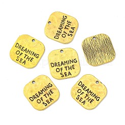 Hammered Square Carved Word Dreaming of the Sea Tibetan Style&nbsp;X-PALLOY-A15333-AG-NF