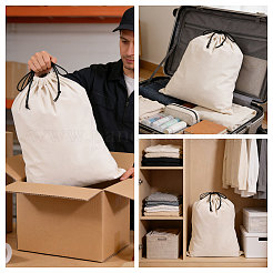 3個 3スタイル フランネルパッキング巾着袋  長方形  ホワイト  40~60x30~51x0.16cm  1個/スタイル&nbsp;ABAG-CO0001-01