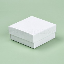 厚紙のジュエリーボックス  イヤリング＆リング＆ペンダント用  内部のスポンジ  正方形  ホワイト  7.5x7.5x3.5cm  インナーサイズ：7x7センチメートル&nbsp;CBOX-N012-23