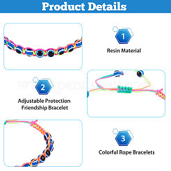 6Pcs 6 Colors Resin Evil Eye Braided Bead Bracelets Set&nbsp;BJEW-FI0001-46