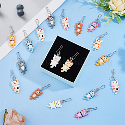 9色の猫樹脂ジッパープル18個  鉄のクラスプ付  ジッパー交換アクセサリー  スーツケース用  バッグ  コスチューム  ミックスカラー  50mm  2個/カラー&nbsp;HJEW-DC00037