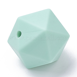 食品グレードの環境に優しいシリコーン焦点ビーズ  二十面体  アクアマリン  16.5x16.5x16.5mm  穴：2mm&nbsp;SIL-T048-14mm-38